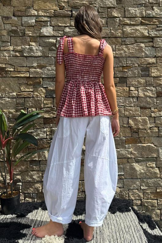 Nonni Gingham Bandeau Cami Sangria